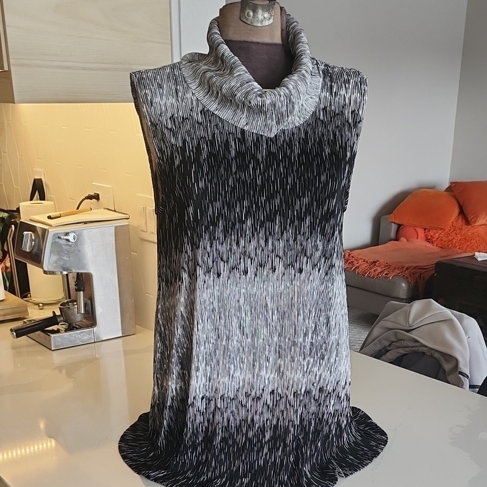 Alfani Black and White Ombre Cowl Neck Top